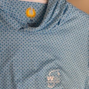 Johnnie-O x WM Phoenix Open Sun hoodie.  Light Blue Patterned Hoodie